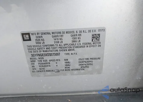 2013 Cadillac Srx Luxury Collection из США, поврежденный, VIN 3GYFNGE3XDS573097